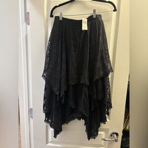 Hot Topic Black Asymmetrical Lace Layered Skirt